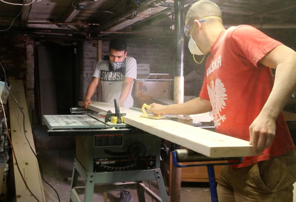 Cutting the Farmhouse Dining Tabletop with a table saw