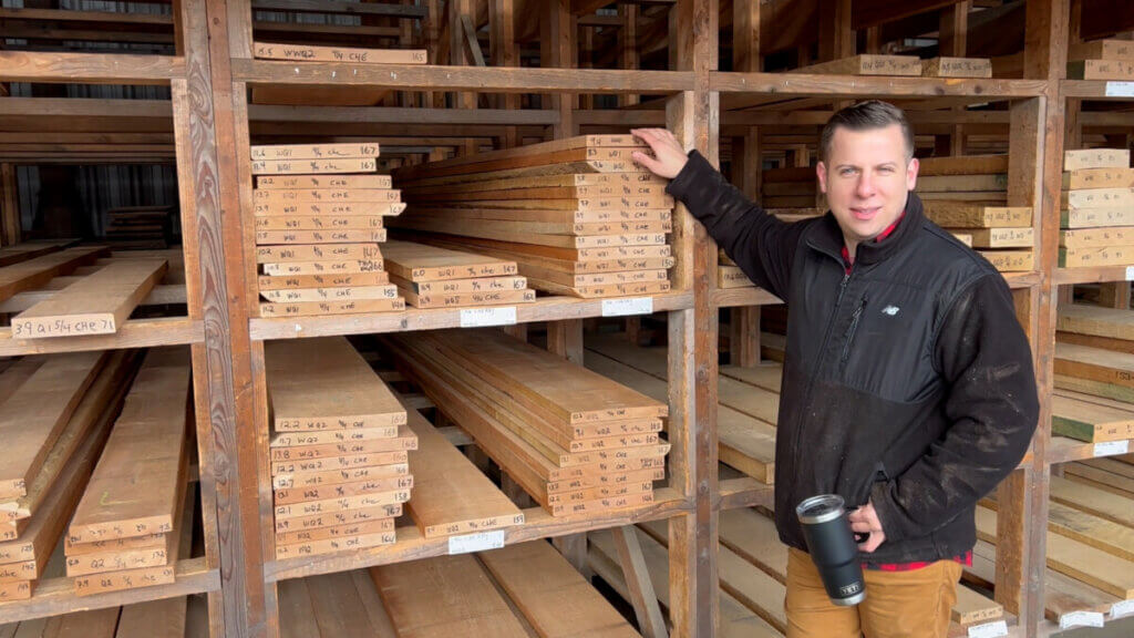 Dried rough cut lumber at specialty lumber yard