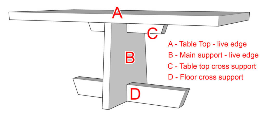 Nakashima inspired coffee table main diagram
