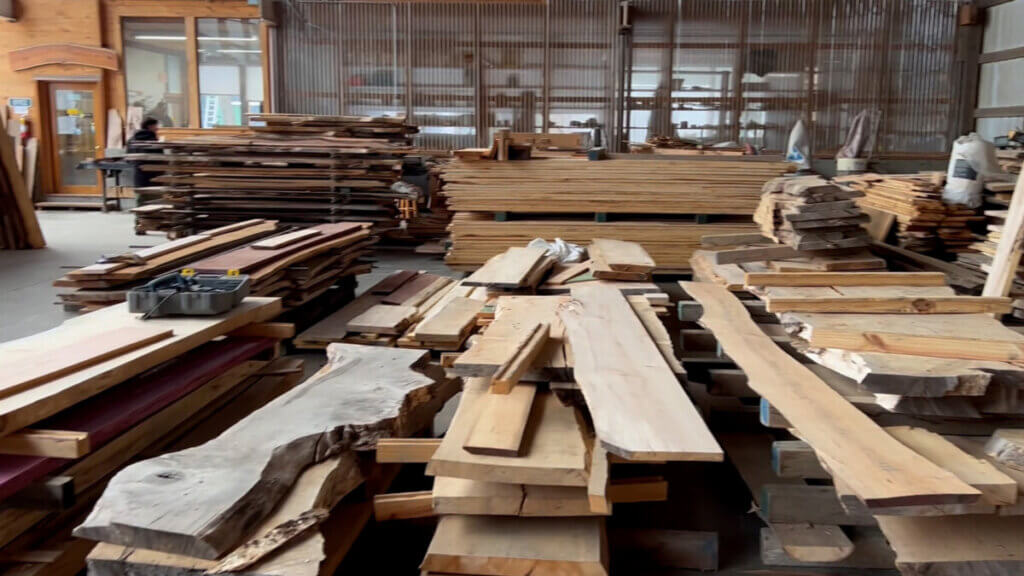 Rough Wood Lumber Yard with Slabs