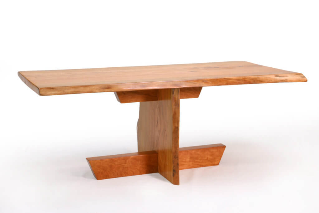 Nakashima-inspired Live Edge Cherry Coffee table side view.