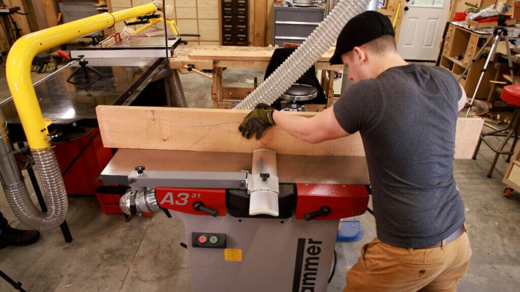 Jointing the rough lumber board edge